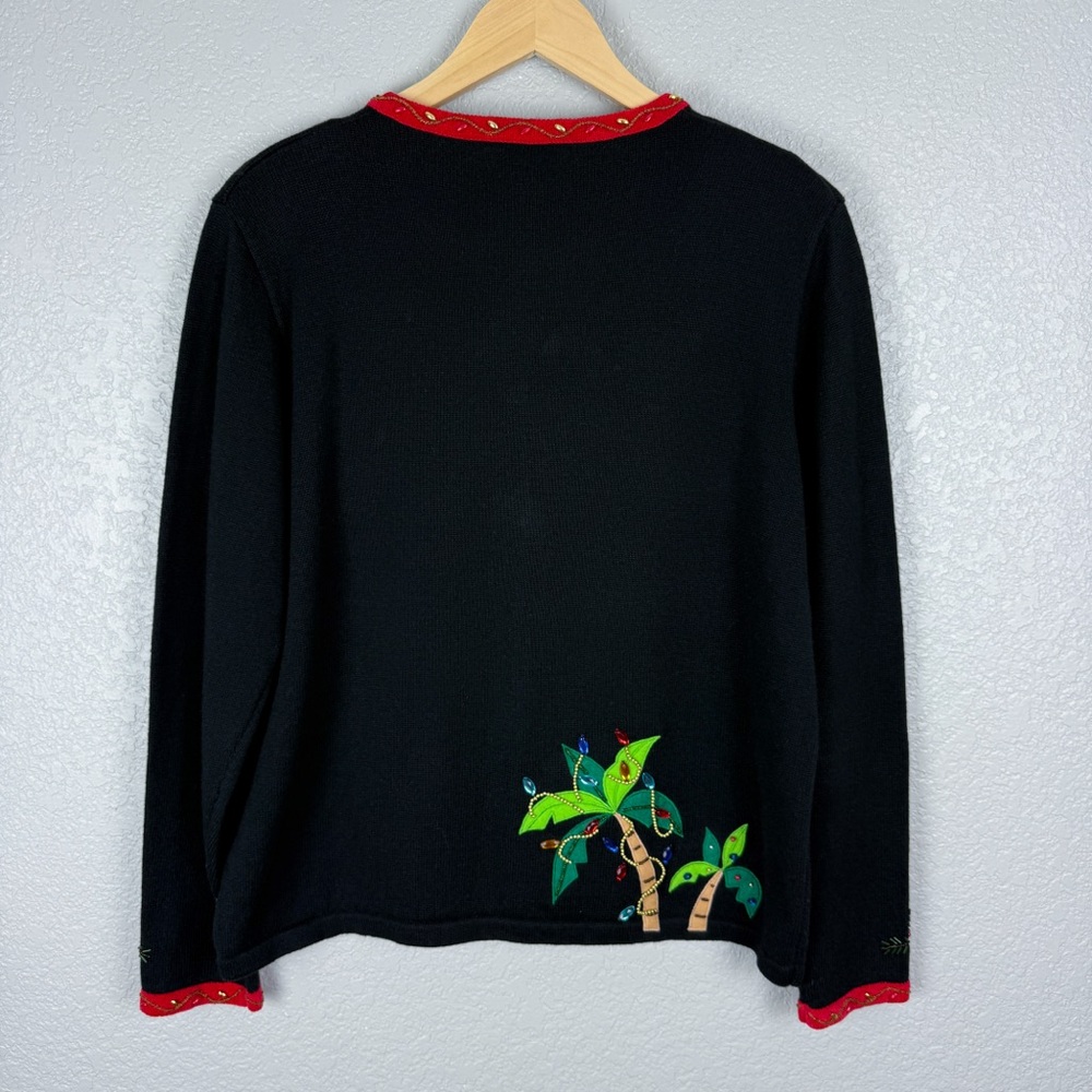 Berek Rare Vintage Tropical Flamingo Christmas Cardigan Sweater M Beaded Sequins - Picture 7 of 12